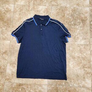 Michael Kors Blue Logo Short Sleeve 100% Cotton Polo Shirt Mens
